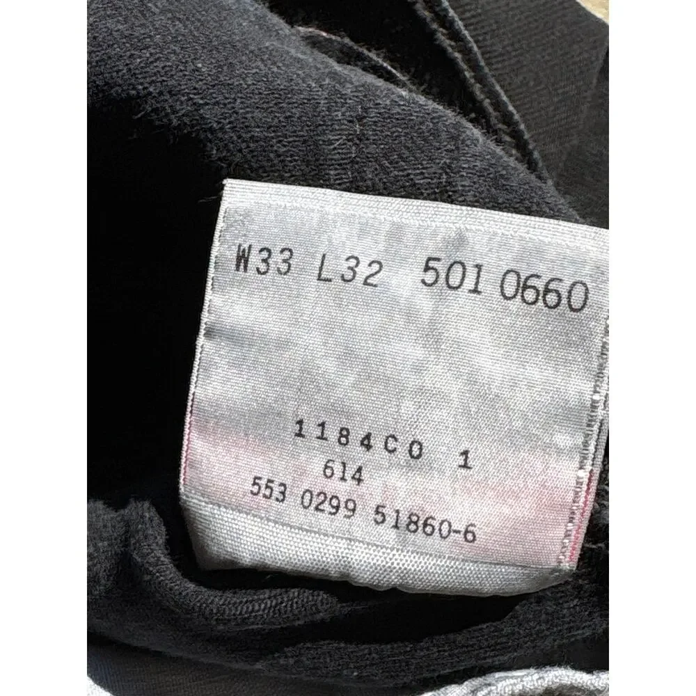 Vintage Levi’s 501 Made in USA button fly 33x32 Black painter grunge denim jeans